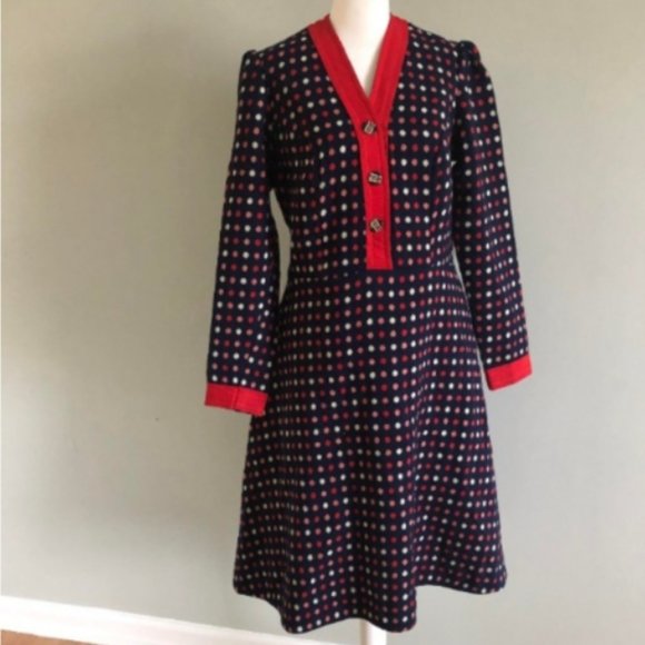 Vintage 1960s Polka Dot Mod Polka Dot Dress - Picture 1 of 3